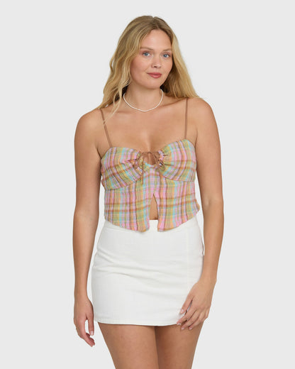 Billabong Women's Sweet Check Tank Top - Party Pink