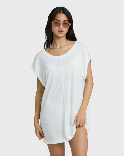 Billabong Women's Hallow Wave Mini Short Sleeve Dress - Salt Crystal