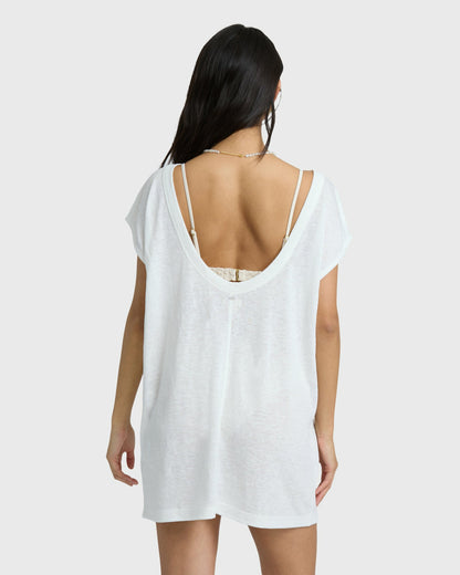 Billabong Women's Hallow Wave Mini Short Sleeve Dress - Salt Crystal