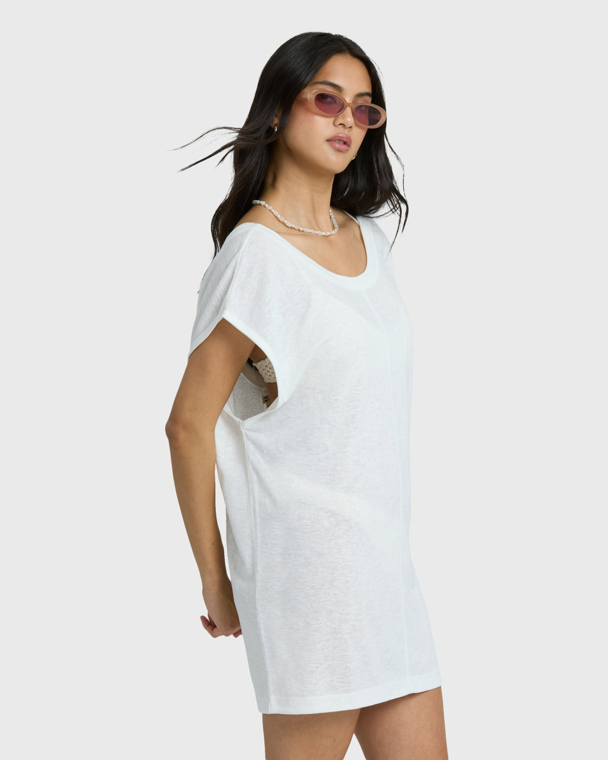 Billabong Women's Hallow Wave Mini Short Sleeve Dress - Salt Crystal