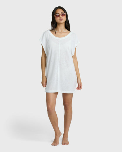 Billabong Women's Hallow Wave Mini Short Sleeve Dress - Salt Crystal