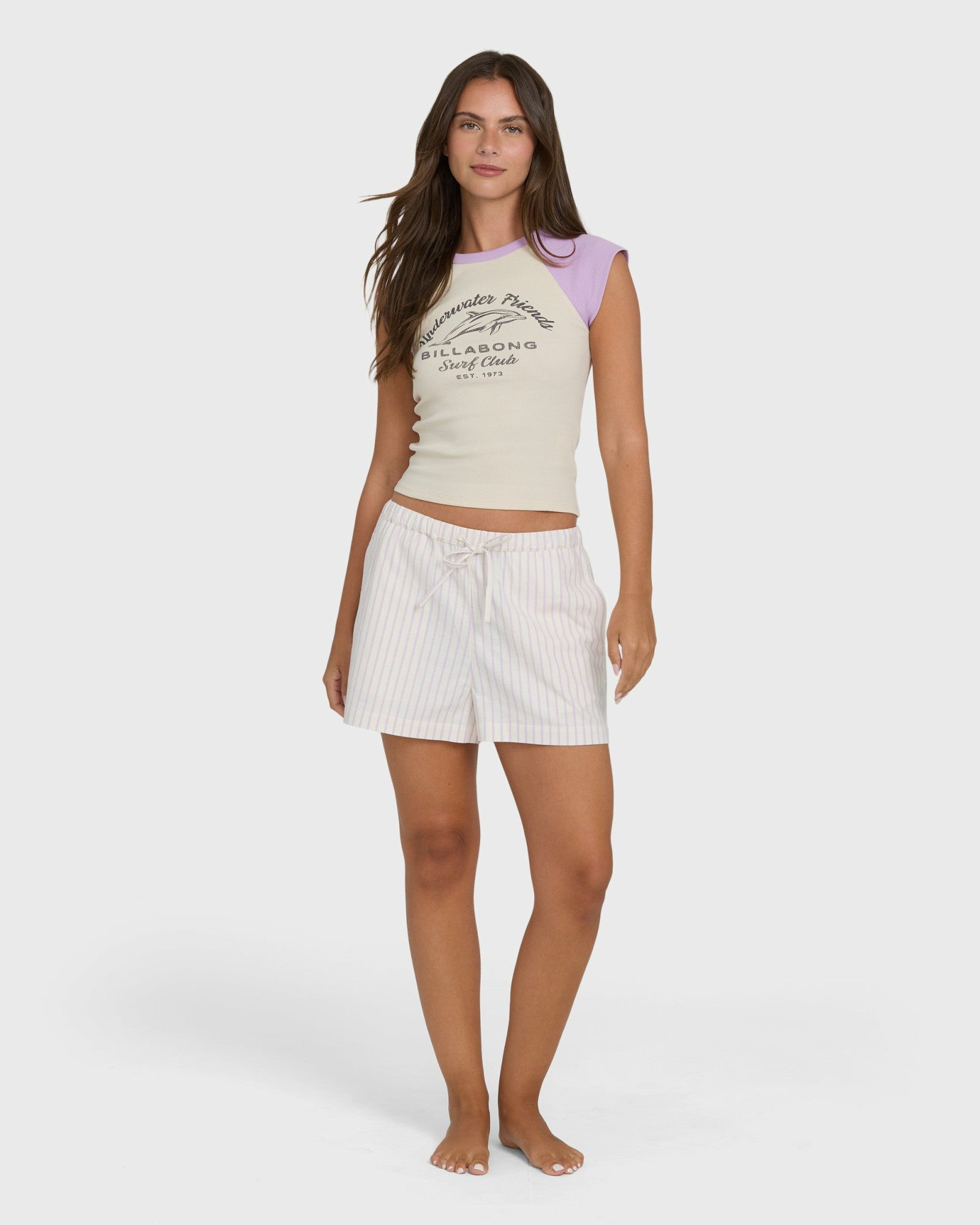 Billabong Women's Horizon Raglan Short Sleeve Knit T-Shirt - Vintage Violet