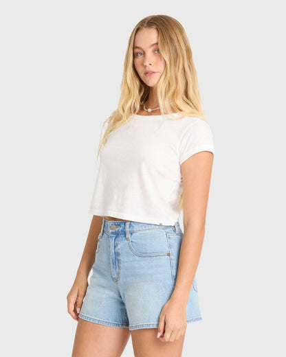Billabong Women's Daily Tee Solid Short Sleeve Knit T-Shirt - Salt Crystal