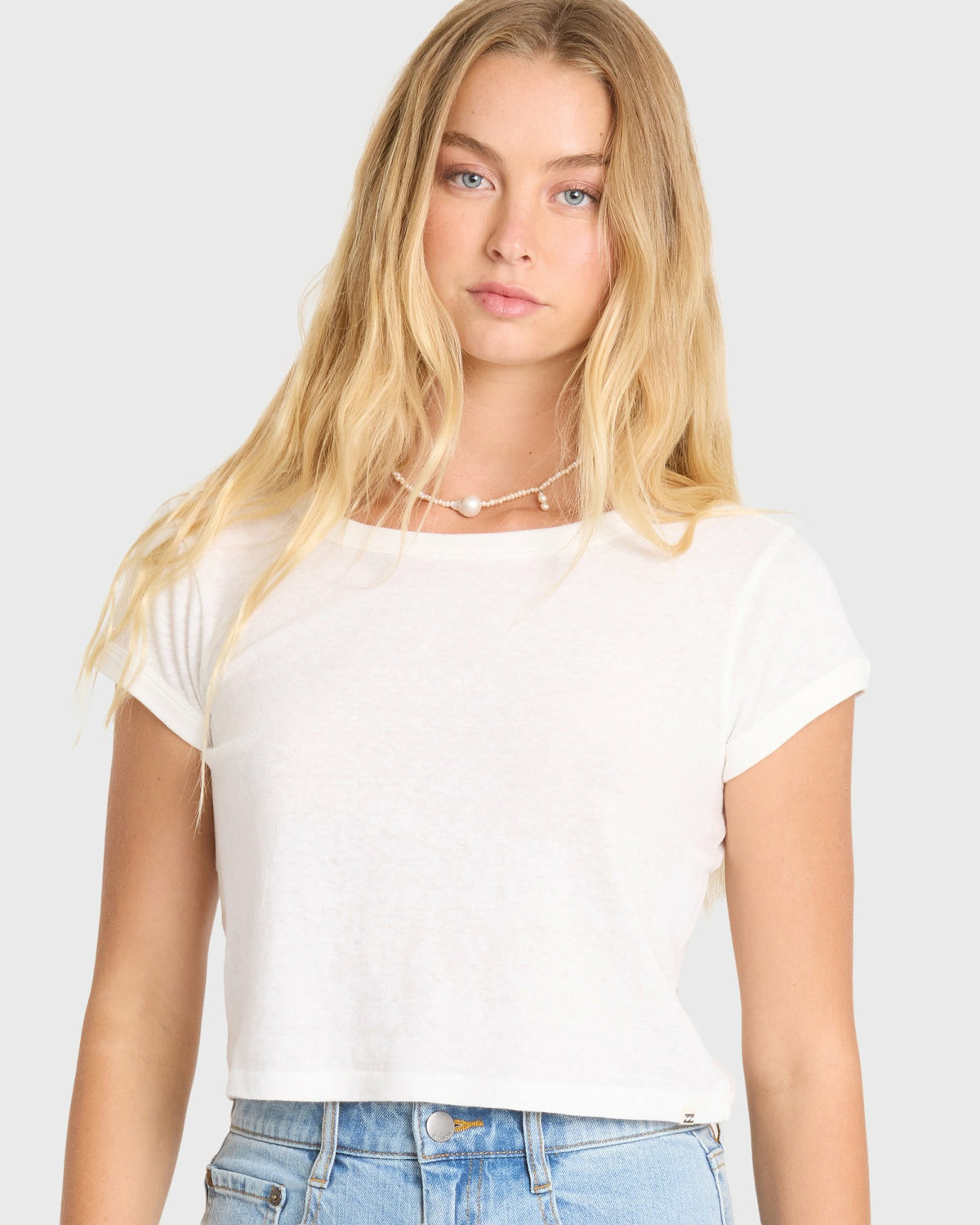 Billabong Women's Daily Tee Solid Short Sleeve Knit T-Shirt - Salt Crystal