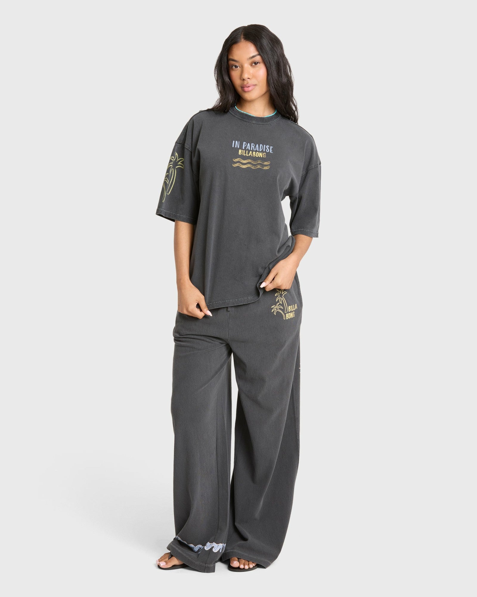 Billabong Women's Paradise 73 Short Sleeve Cotton T-Shirt - Black Sands