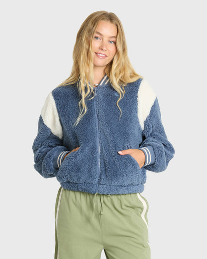 Billabong Women's Adventure Division Batter Full Zip Fleece Jacket - Blue Smoke