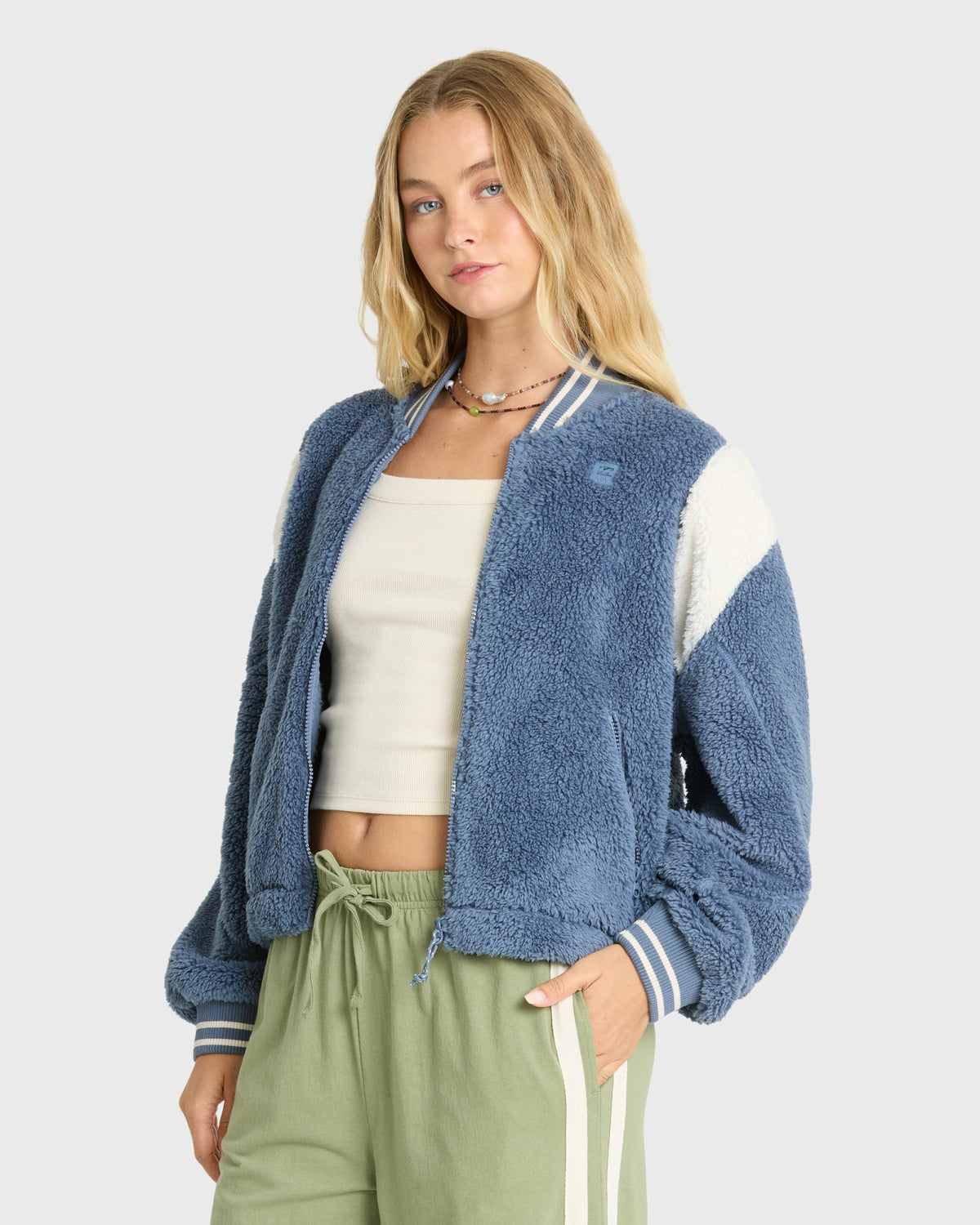 Billabong Women's Adventure Division Batter Full Zip Fleece Jacket - Blue Smoke
