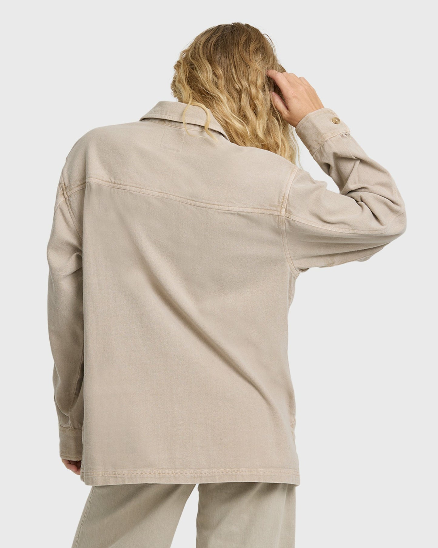 Billabong Women's Washed Ashore 2 Long Sleeve Woven Overshirt - Cobblestone