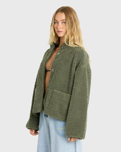 Billabong Women's Camper Reversible Fleece Jacket - Canteen