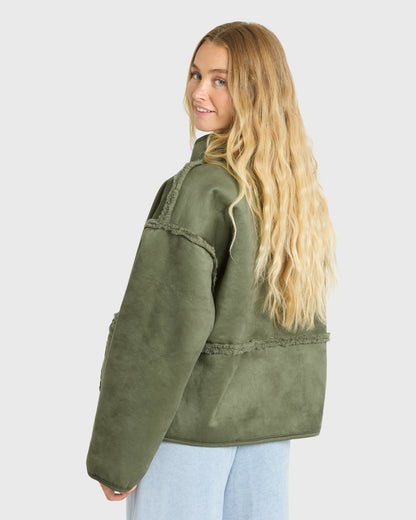 Billabong Women's Camper Reversible Fleece Jacket - Canteen
