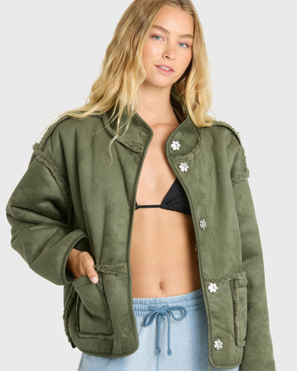 Billabong Women's Camper Reversible Fleece Jacket - Canteen