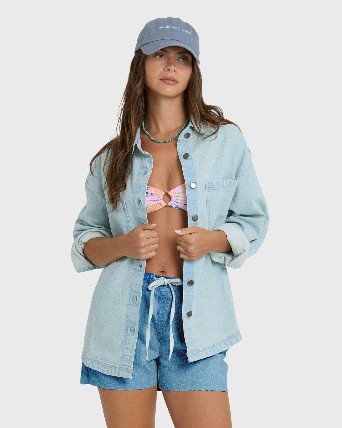 Billabong Women's Mix Match Long Sleeve Denim Overshirt - Sky Wash