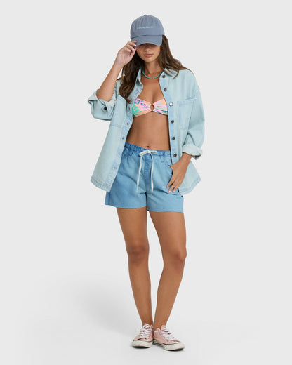 Billabong Women's Mix Match Long Sleeve Denim Overshirt - Sky Wash