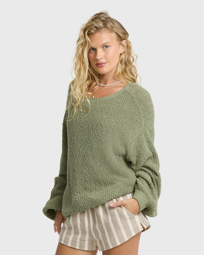 Billabong Women's Open Air Crewneck Sweater - Army Green