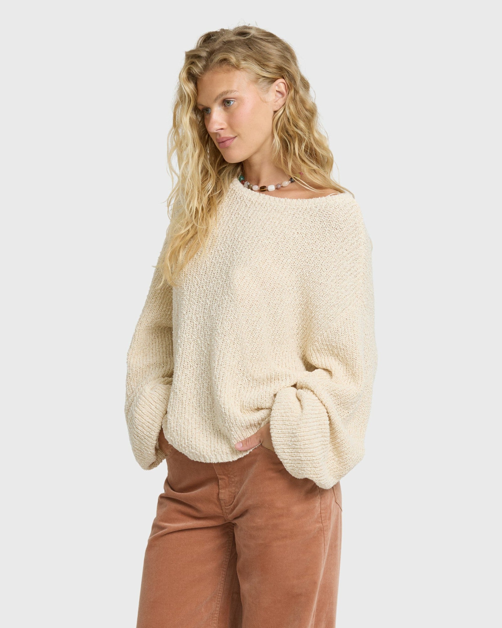 Billabong Women's Open Air Crewneck Sweater - White Cap