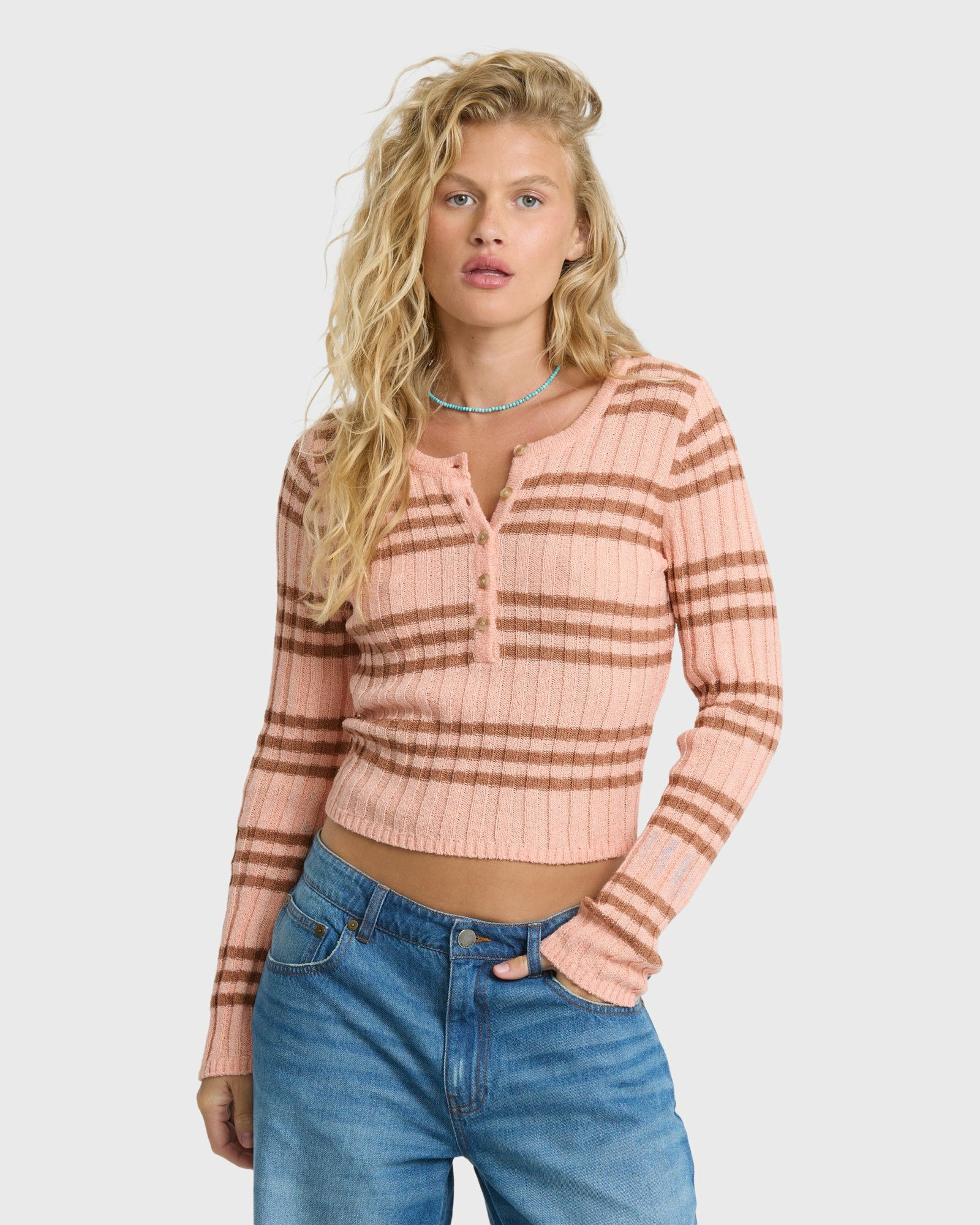 Billabong Women's Ziggy V-Neck Sweater - Pale Peach
