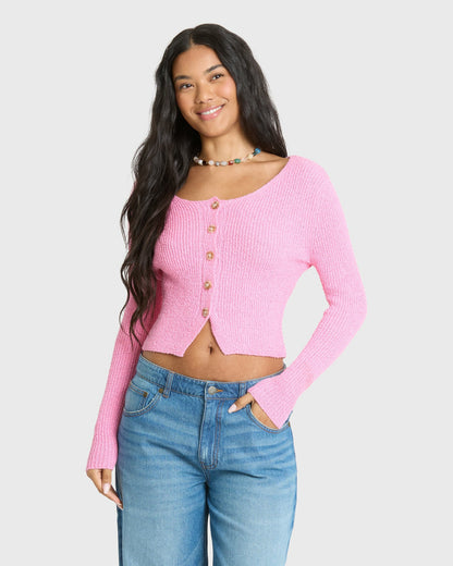 Billabong Women's Good Luck Cardigan - Prism Pink