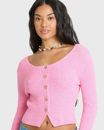 Billabong Women's Good Luck Cardigan - Prism Pink