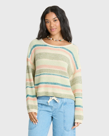 Billabong Women's Lit Light Crewneck Sweater - Smoke Green