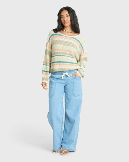 Billabong Women's Lit Light Crewneck Sweater - Smoke Green