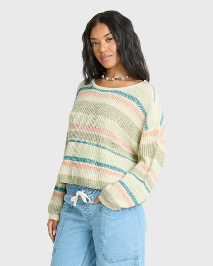 Billabong Women's Lit Light Crewneck Sweater - Smoke Green