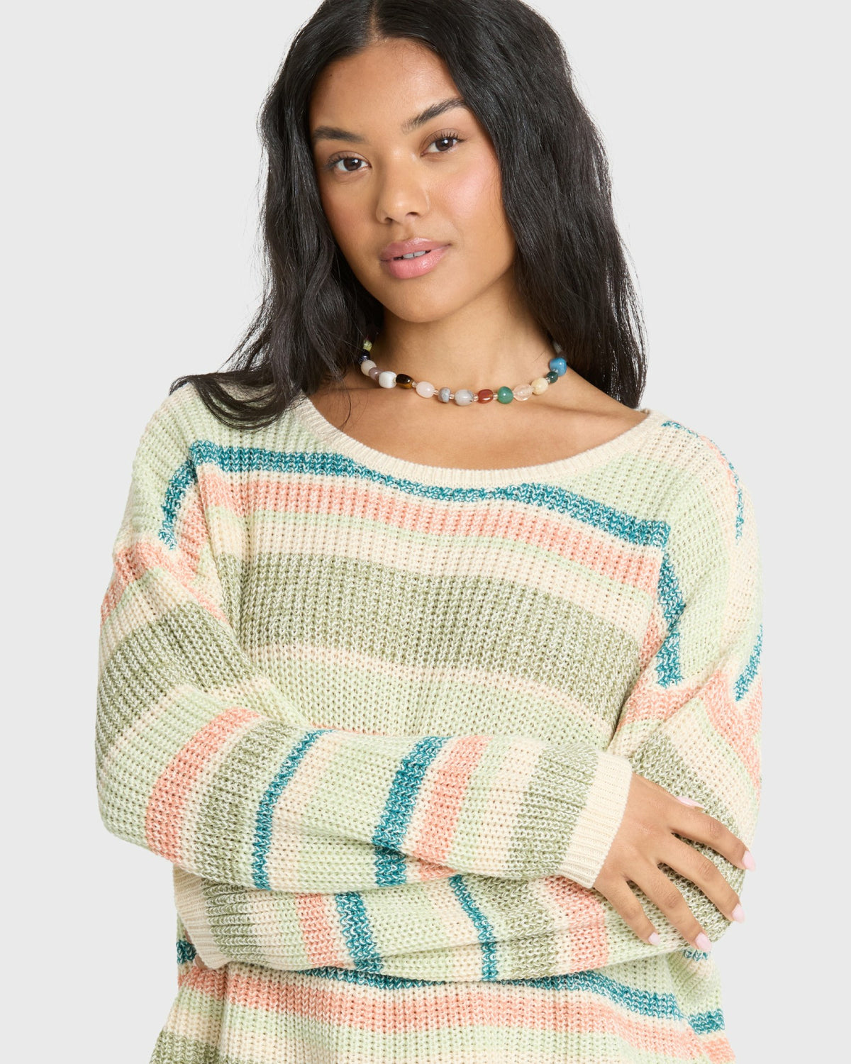 Billabong Women's Lit Light Crewneck Sweater - Smoke Green
