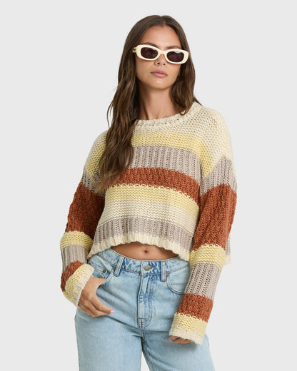Billabong Women's Mix Up Crewneck Sweater - Cobblestone