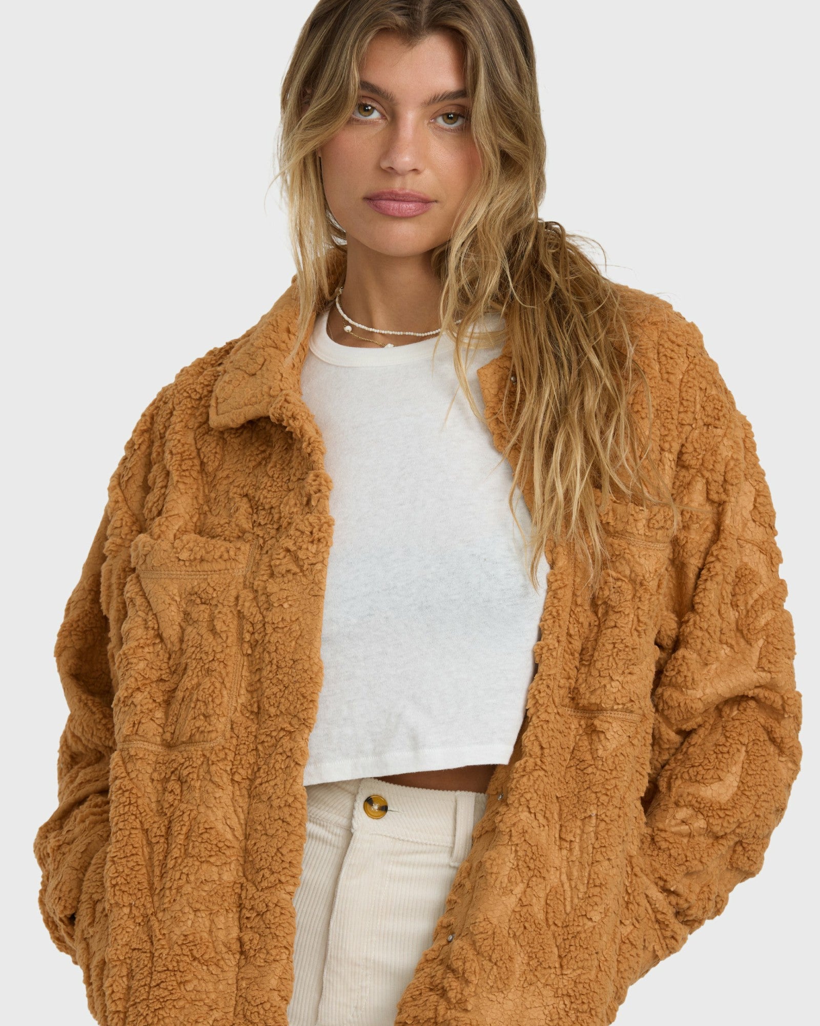 Billabong Women's Sundown Sherpa Shacket - Camel