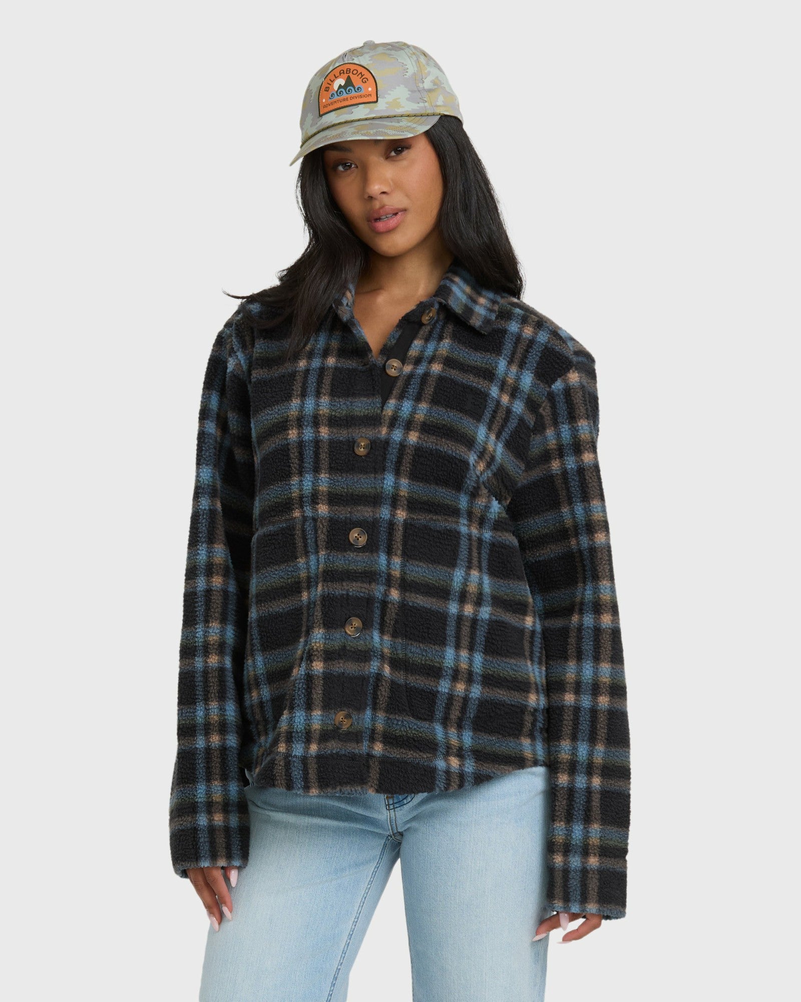 Billabong Women's Breezy Sherpa Shacket - Black Sands