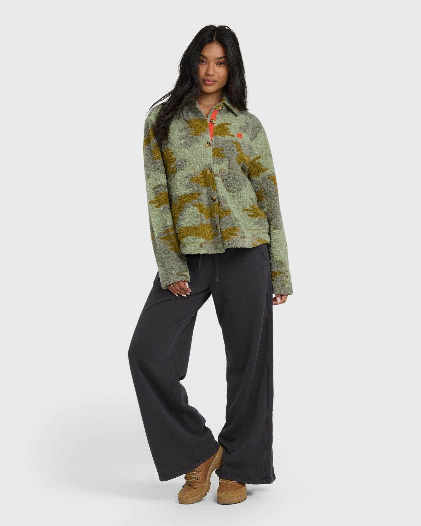 Billabong Women's Breezy Sherpa Shacket - Camoflauge