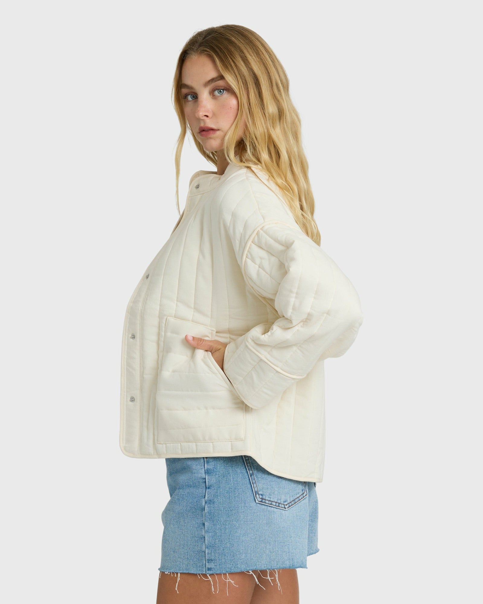 Billabong Women's Folk Story 2 Quilted Jacket - White Cap