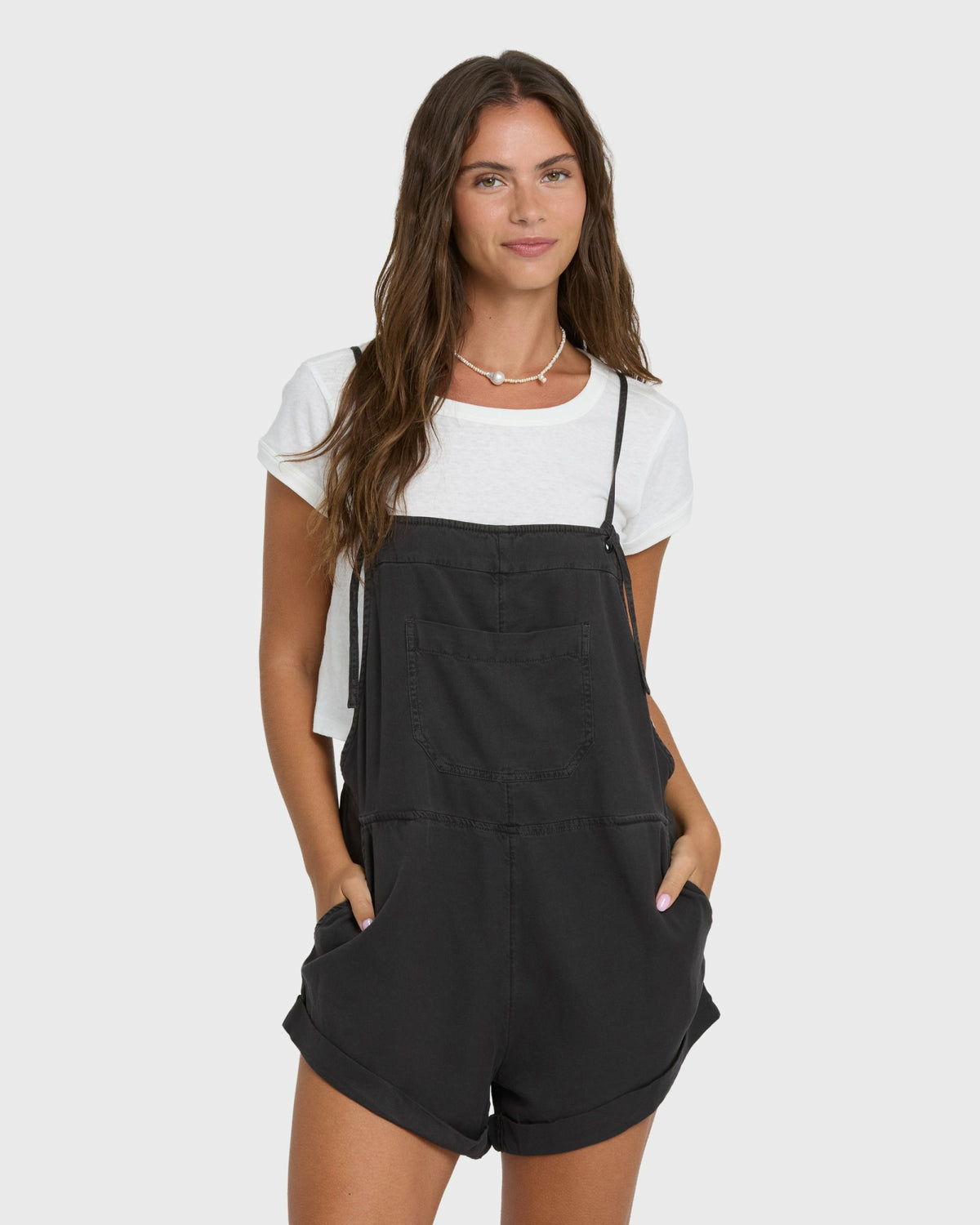 Billabong Women's Wild Pursuit Overall Romper - Off Black