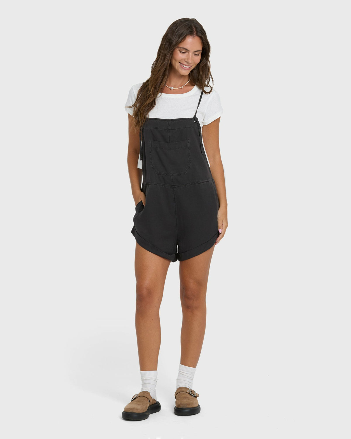 Billabong Women's Wild Pursuit Overall Romper - Off Black