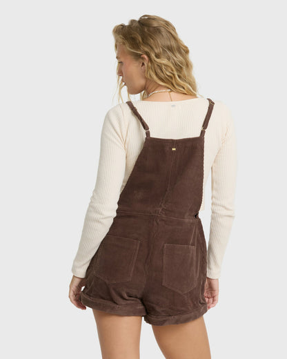 Billabong Women's Wild Pursuit Overall Cord Romper - Teak