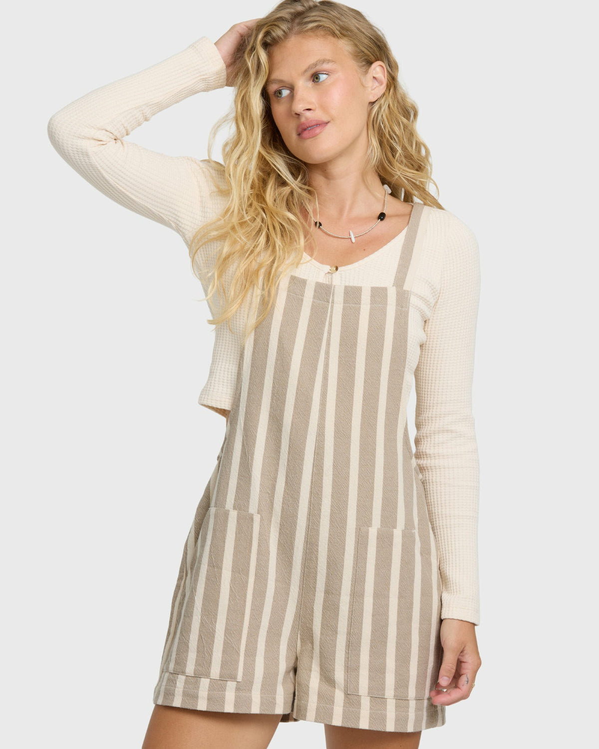 Billabong Women's Beach Crush Yarn-Dyed Overalls - Cobblestone
