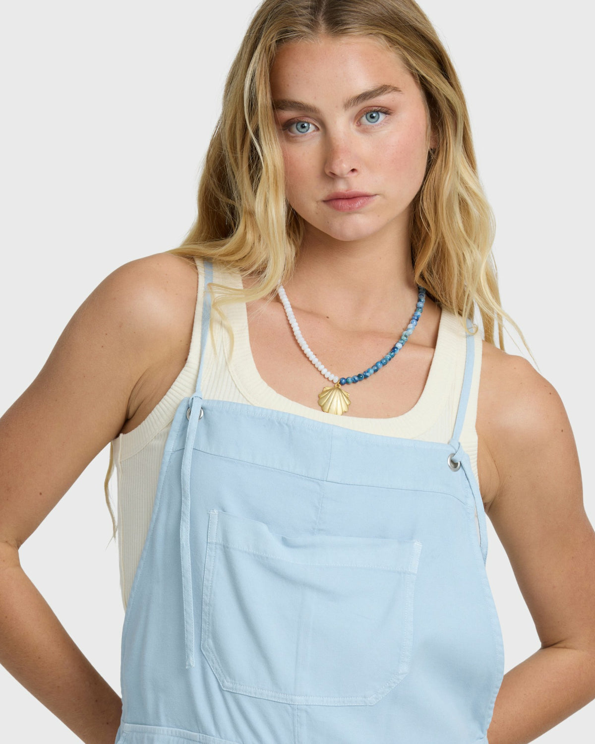 Billabong Women's Wild Pursuit Yarn-Dyed Overalls - Washed Chambray