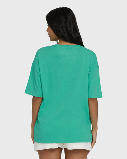 Billabong Women's Summer Heat Short Sleeve Knit Graphic T-Shirt - Green Tropics