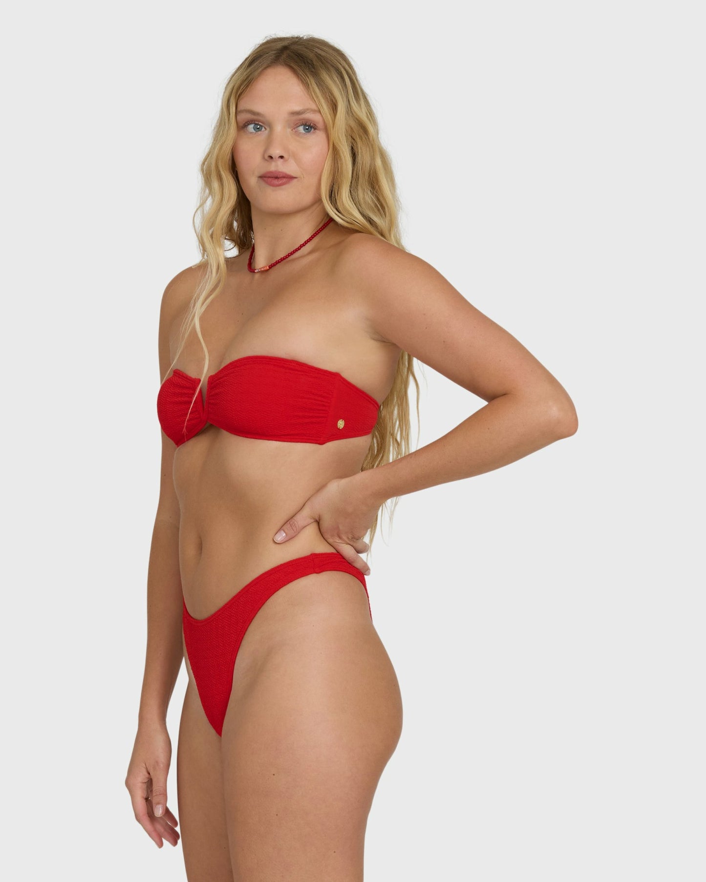 Billabong Women's Rising Tide V Bandeau Bikini Top - Fiesta Red