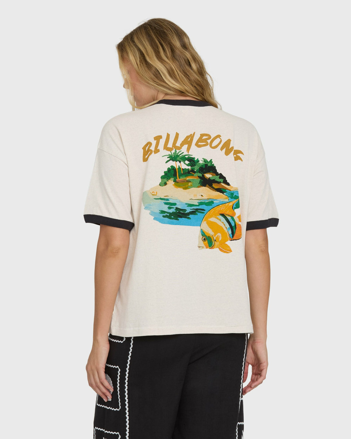 Billabong Women's Fun Paradise Short Sleeve Cotton T-Shirt - White Cap
