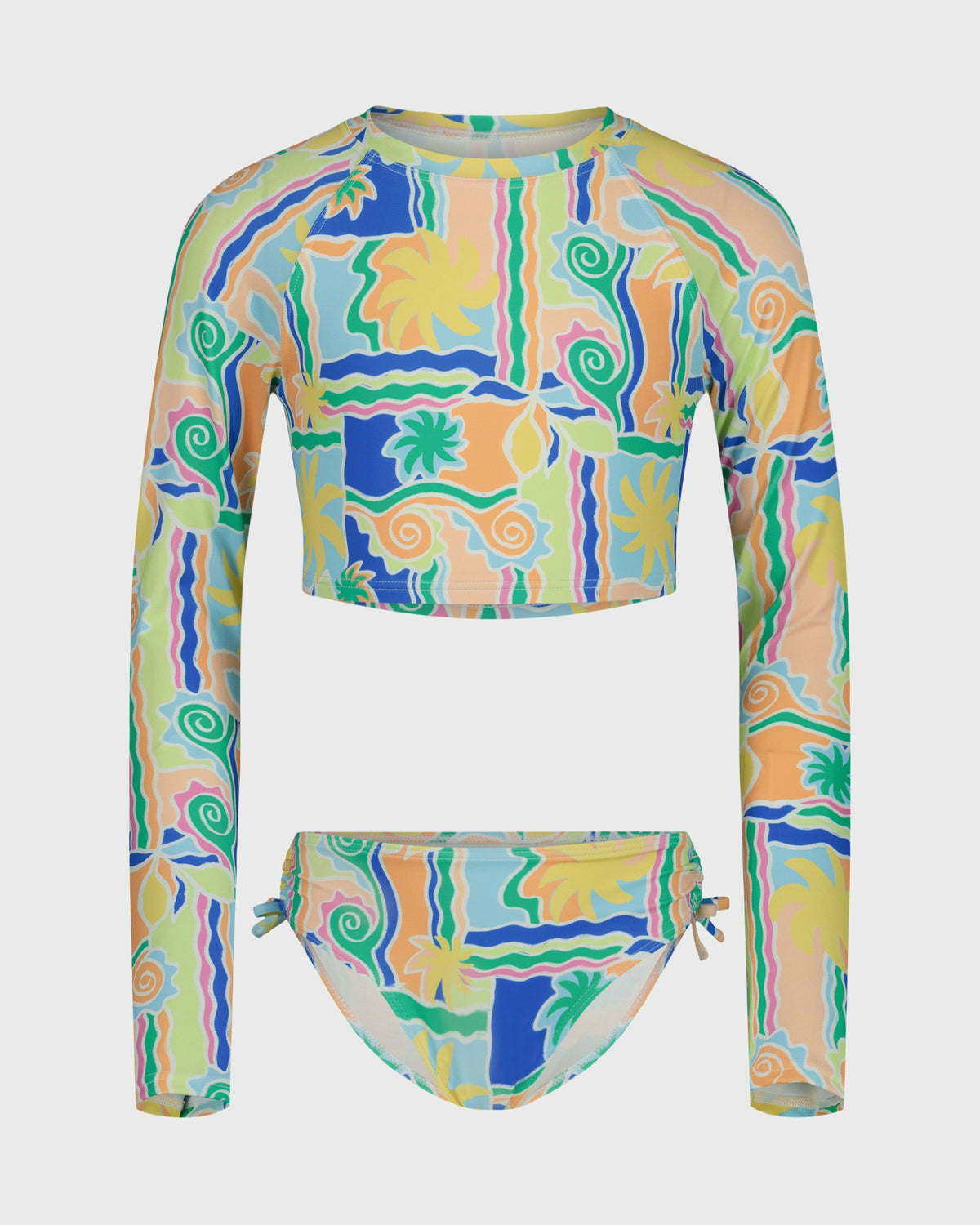 Billabong Women's Girls Sol Playa Crop Rashguard Swimsuit Set