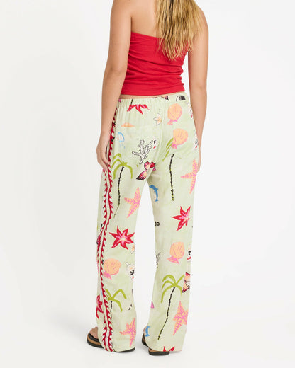 Billabong Women's Lottie Hall Woven Elastic Waist Pants - Sunny Lime
