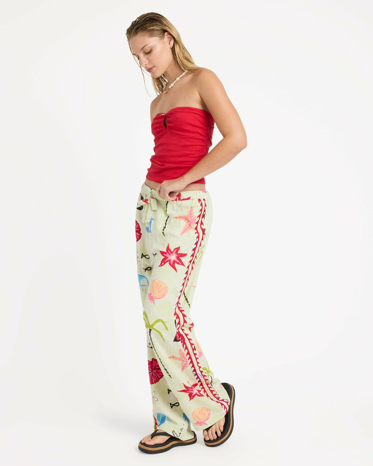 Billabong Women's Lottie Hall Woven Elastic Waist Pants - Sunny Lime