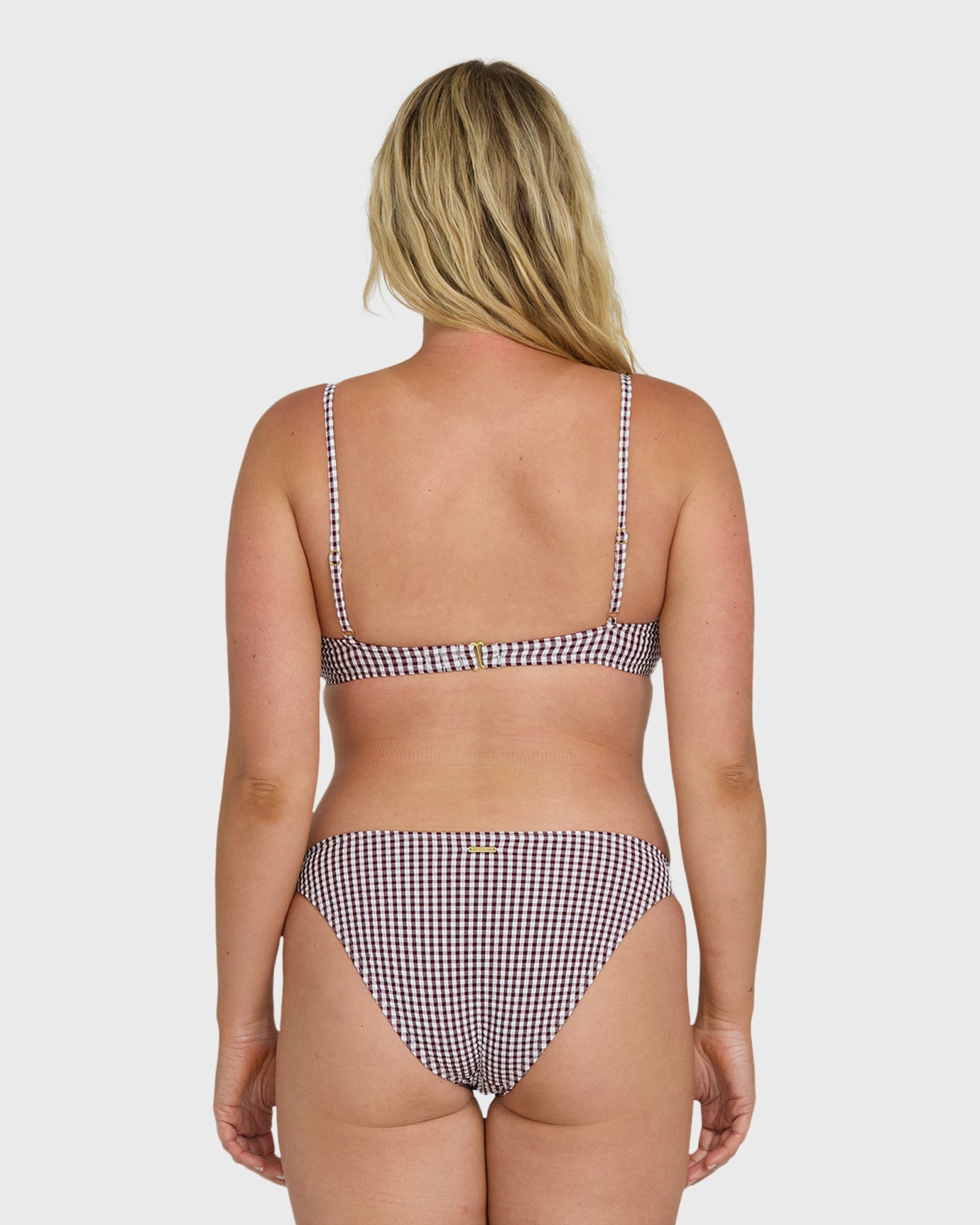 Billabong Women's Mini Wave Check Tropic Medium Bikini Bottom - Red Dahlia