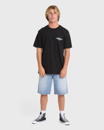 Billabong Men's Crayon Wave Premium Short Sleeve Knit T-Shirt - Black