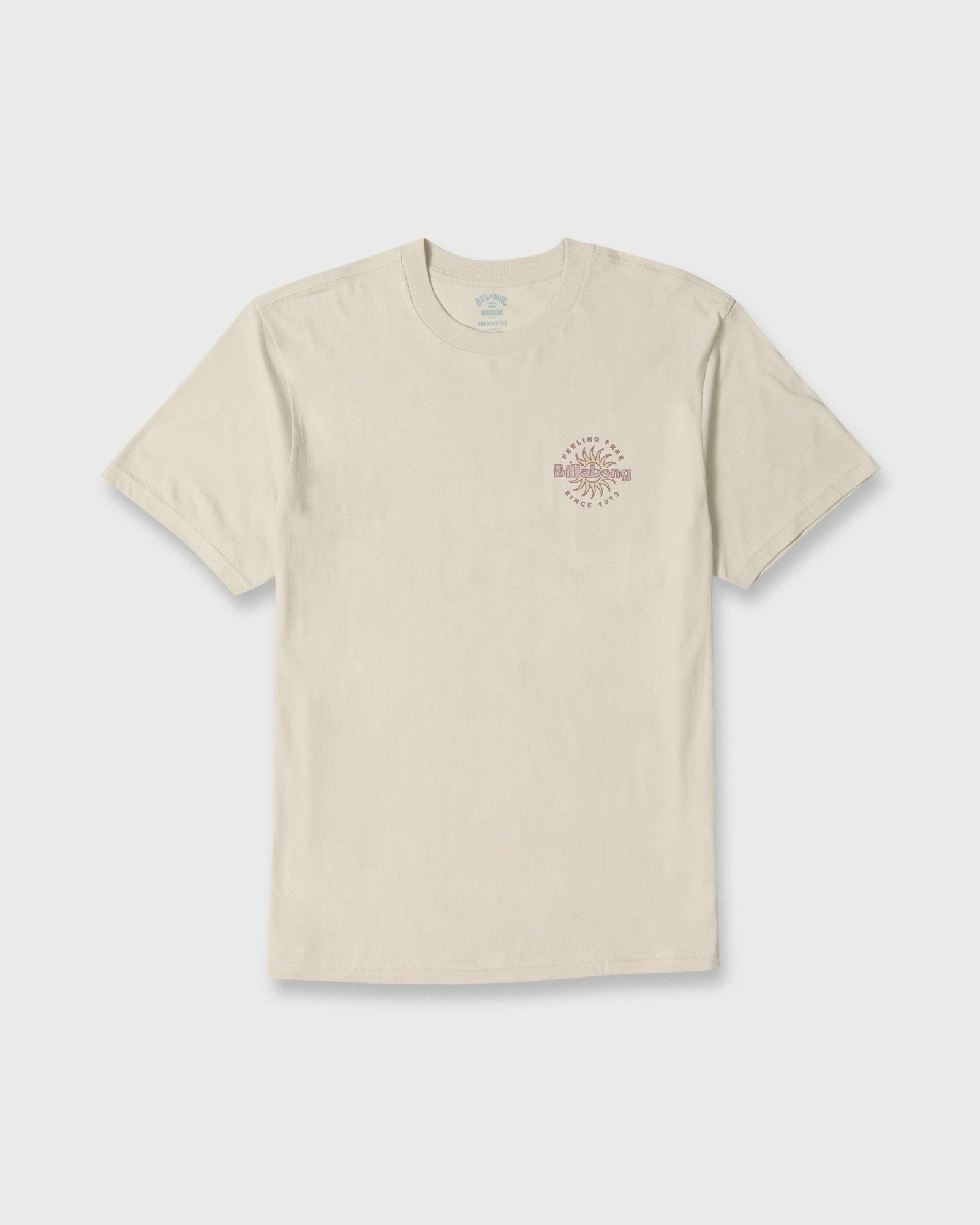Billabong Men's Single Fin Premium Short Sleeve Knit T-Shirt - Oatmeal