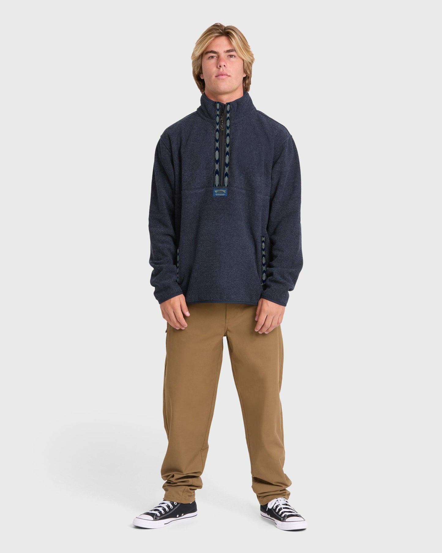 Billabong Men's Frontier Mockneck Quarter-Zip Fleece - True Navy