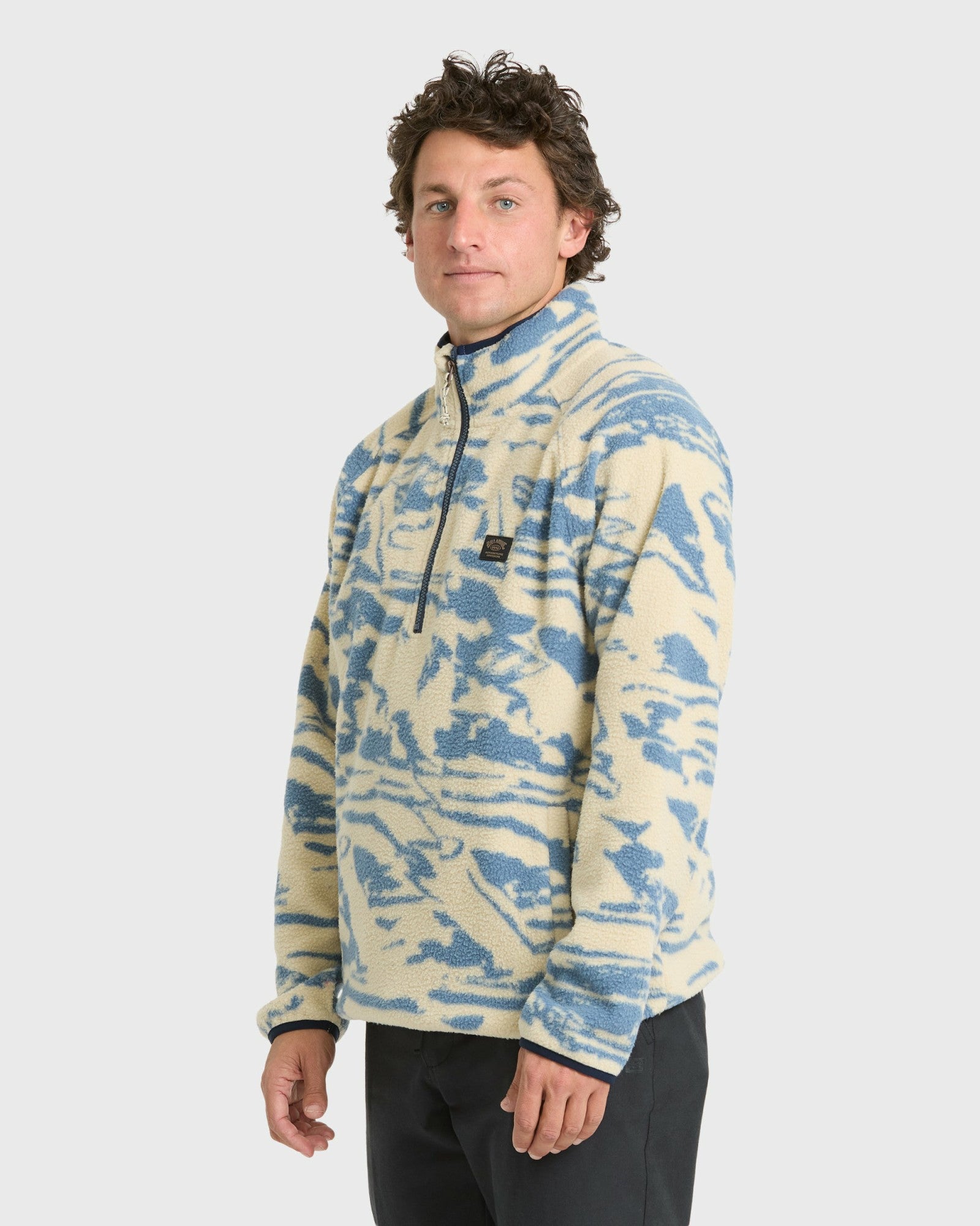 Billabong Men's A\/Div Boundary Mock Neck Half-Zip Sweatshirt - Sand Khaki