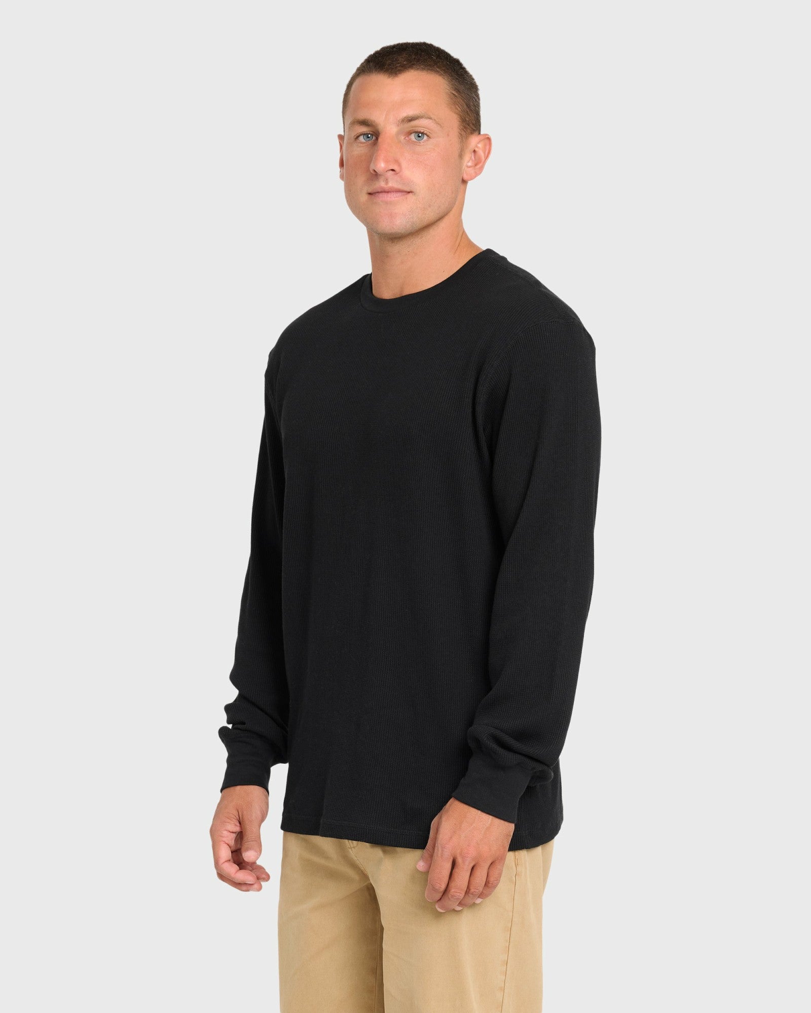 Billabong Men's Essential Thermal Long Sleeve Knit Tee - Black