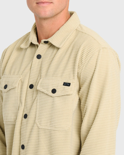 Billabong Men's Adventure Division Ridge Long Sleeve Fleece Overshirt - Sand Khaki