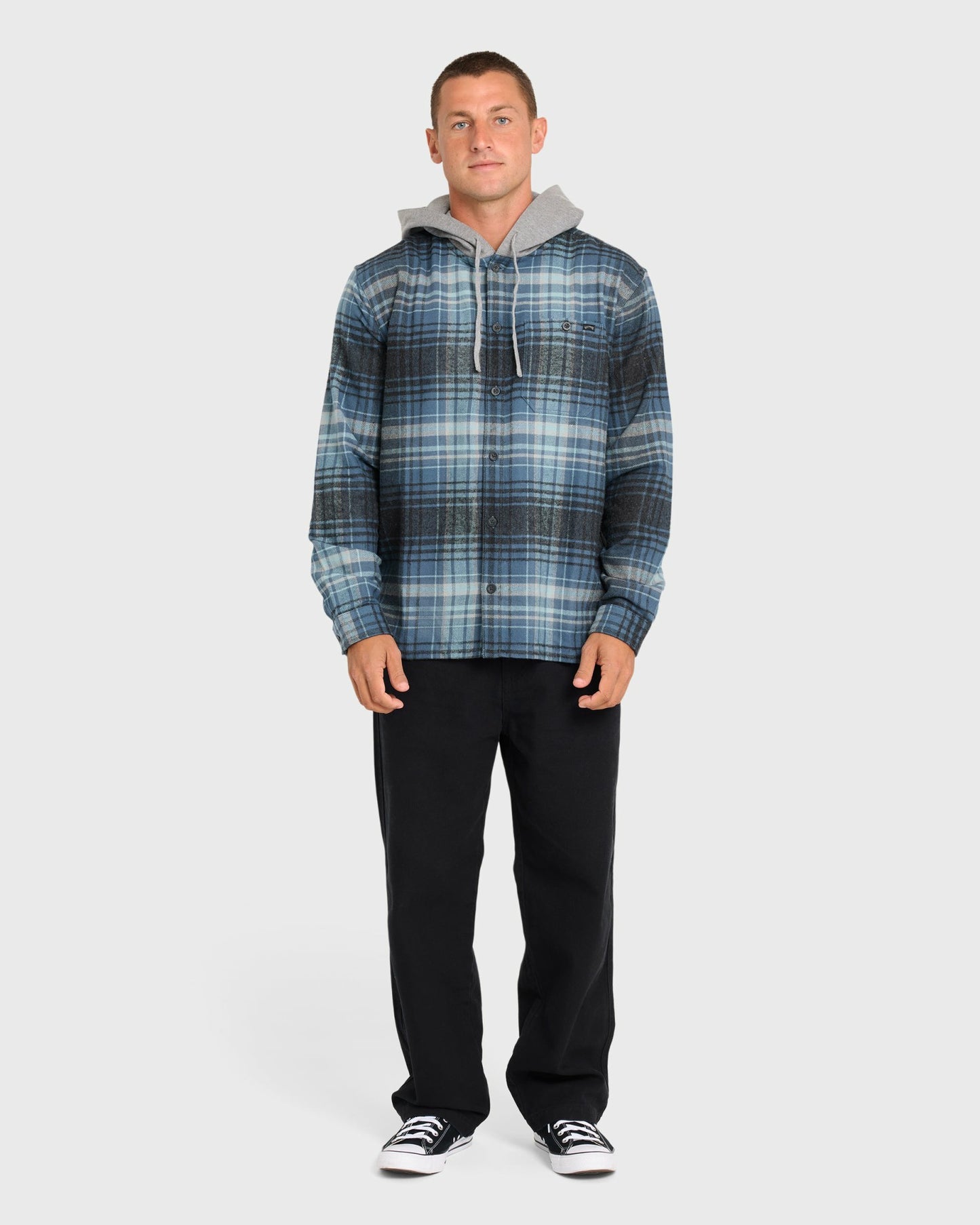 Billabong Men's Baja Long Sleeve Flannel Shirt - Dark Denim